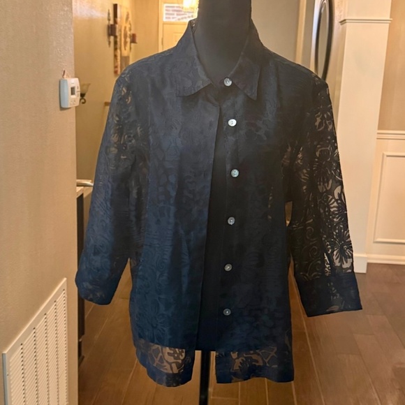 West End Lace button up shirt  Size Petite XL - Picture 1 of 5